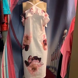 NWT pink floral dress for women ruffle top medium
